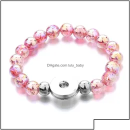 Fili di perline di perline Donne Snap Button Bracciale Colorf perle acriliche perle a mano braccialetti Gioielli fai da te 18mm Snap di zenzero elastico bambino dhdbs