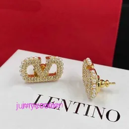 Aavaleno Top Edition Designer delicado Earring V Letter Rhinestone Brincho