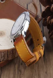 Винтажная желтая ручная полоса Men Watch -полоса для панели 20 мм 22 -мм кожаные ремешки для часов с заменой мужского браслета Wist Bracelet H06997149