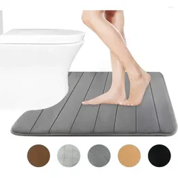 Bath Mats Rugs U-Shaped Soft Memory Foam Bathroom Carpet Nonslip Toilet Floor Mat Machine Wash (19"X 23" Grey)