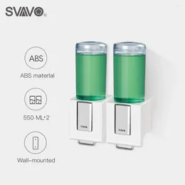 Sıvı Sabun Dispenser SVAVO-500ml 2 Banyo Dağıtım Şampuan ve Duş Jel Abs Malzemesi için Duvara Monte Çift Başlı Kılavuz