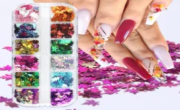 12 Gridsset Nagel funkelnde Flocken Herbst Ahornblätter Glitzer -Pailletten für Nagelkunstdekoration Aufkleber polnische Accessoires4496175