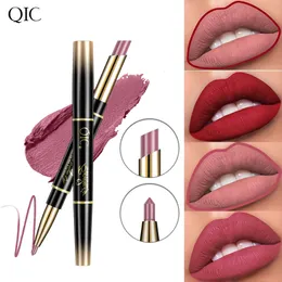 QIC QINI Kolor podwójnej głowicy długopis Wodoodporny i makijaż trzymający dwa w jednej cienkiej rurce usta czerwona warga pióro