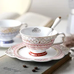 Muggar Europa keramik kaffekopp phnom penh tefat set med sked värme resistan handgrip te glas vatten ware mjölk