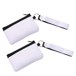 Part Favor SubliMation Blank Wrist Strap Card Holder Neoprene Keychain Wallet DIY dragkedja Byt förvaringspåse Drop Delivery Home Gard DHGH8