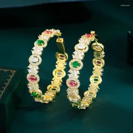 Hoop Ohrringe Sinzry Luxus Ins Vintage Color Cubic Zirkon übertrieben für Frauen
