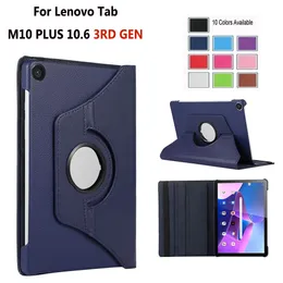Slim PU Leather Case For Lenovo M10 Plus 10.6 inch M10 3rd M10 HD Gen 10.1 M8 M9 M11 11 inch Lichee Leather Flip 360 Rotating Stand Tablet Cover Cases with Auto Sleep/Wake