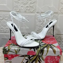 Roma Sandals Designers Sapatos para Moda de Moda Feminina Patente Patente Banda Estreita Buckle Steletto Heel Wrap Wrap 10,5 cm de altura Sandal 35-43
