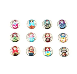 Ímã de geladeira russo 12pcs Conjunto de ímãs de refrigerador de desenhos animados fofos Babushka Matryoshka Matryoshka Dolls Stickers Decor4933332