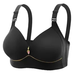 Mom Brassiere Without Steel Ring Breathable Gathered Ladies Underwear Non-magnetic Thin Cup Glossy Obese Female Ladies Bra 240514