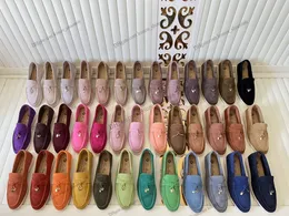Popüler Loro Piyano Süet Düz Ayakkabılar Kadınların Kaymaya Dayanıklı Loafers 2023 Trail Erkek Yuvarlak Toe Mule Ayakkabı Yaz Günlük Ayakkabıları Erkek Ayakkabı