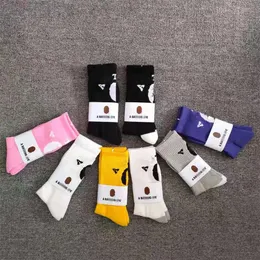 Wholesale Socks Men's Women Stockings Pure cotton 24 colors Sport Sockings Letter Color tie-dye printing
