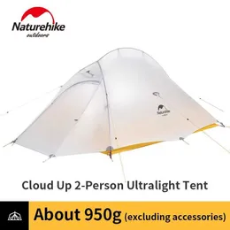 الخيام والملاجئ NatureHike Cloud Up 2 Thent Tent 1-2 Person 950g Nylon 10d Silicone Portable Portable Backpack Ultra LightQ240511