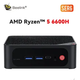 Mini PCS Beelink Ser6 6600H PC AMD Ryzen 5 RDNA2 GPU DDR5 16GB SSD 500GB PCIE4.0 WiFi6 4K BT LAN COMPTOP SER DROP DOSTAWY CO OTMGS