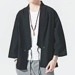 Этническая одежда мужская кимоно кардиган японский костюм Soild Color Коттонная уличная одежда мужчина юката харакуджу азиатская одежда