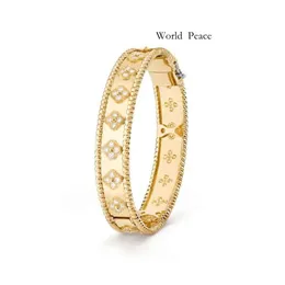 Braccialetti di fascino Vanclef Bracciatura firmata Van a quattro foglie di trifoglio Caleidoscopio Bracciale in oro a tre colori per ragazze femminili di San Valentino Bijoux CJ 569