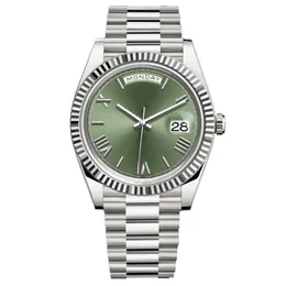 sichu1 - Top Mens Watches 40MM Green Rome Number Face Big Date Automatic Mechanics Watch Men Sapphire Glass Stainless Steel Wristwatche 293h