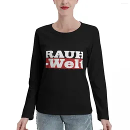 Polos femininos Rauh-S-shirts de manga longa, roupas fofas de roupas gráficas tees de algodão mulheres de algodão