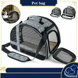 Kattbärare bärbara resor husdjurspåse enkel axel utomhus andningsbar porös fyrfärg enkel förvaring dämpad handväska