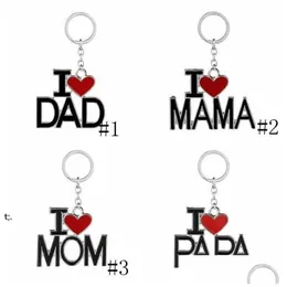 Parti FedEx İngilizce Mektubu Keychain Ben Papa Mom Mom Dad Metal Ring Ailesi Anahtarlıkları için Peder Anneler Günü Hediye Drop Dh7ko