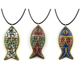 Pretty necklaces fashion evade fish ethnic necklacestones vintage plate Nepal jewelryhandmade sanwoods vintage bodhi pendants ne6659452