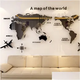 壁のステッカー世界地図アクリル3Dソリッドクリスタルベッドルームリビングルーム教室のオフィス装飾のアイデア230531ドロップデリバリーホームOTZTX