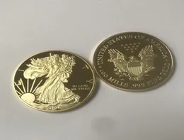 100 PCs Dom Eagle Badge 24K Gold plattiert 40 mm Gedenkmünzen Amerikanische Statue Liberty Souvenir Drop Akzeptable Münzen 7906891