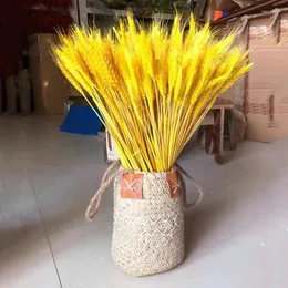 Decorative Flowers 50Pcs Real Wheat Ear Natural Dried High Quality Artificial Centerpieces For Weddings Bridal Wedding Bouquet