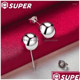 Stud Stud Earrings 925 Sterling Sier 8Mm Round Smooth Solid Bead Ball For Women Wedding Engagement Party Jewelry Drop Delivery Otbcv Dhbzz