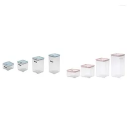 Storage Bottles SEWS-4Pcs PP Food Box Plastic Clear Set With Pour Lids Jars Dried Grains Tank 400L-1700L