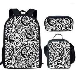 Schulbeutel Hip Hop Polynesian traditioneller Stammes 3pcs/Set Rucksack 3D Print Student Bookbag Travel Laptop Daypack Lunch Stifte Hülle