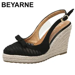 Beyaromens espadrilles sandali a cuneo brow scarpe single single womens point tacchi alti tacchi spessi sela goccia 240430