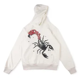 24FW Sweatshirts Hood Designer Herren Womens Puff Scorpion gedruckt übergroße Fleece Herren Hoodies Sweatshirt Hip Hop