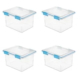 Storage Boxes Bins Sterilite 32 Qt Gasket Box Clear Base And Lid Blue Aquarium Set Of 4 230715 Drop Delivery Home Garden Housekee Dhbrt