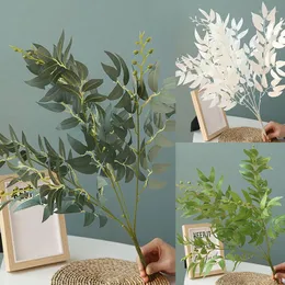 Dekorativa blommor konstgjorda pilblad Bukettgrön falsk växt simulerad för hemma julbröllopsdekorationer.