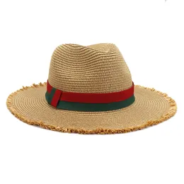 Gucci Вы Fashion Fedora Straw Hat Outdoor Travel Vacate Sun Shade Sun Panama Jazz Beach Cap Men Women Protection Big Brim Ggitys 7D1Q