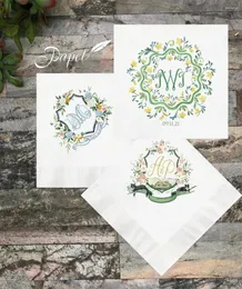 Abastecimento de festas Guardanapos de coquetel de casamento personalizados Você fornece sua obra de arte!Branco personalizado ou ECRU impresso em cores mono