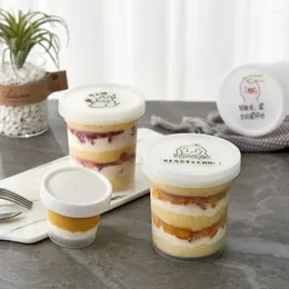 قش أكواب يمكن التخلص منها 10pcs كوب نشارة الخشب من الجرة الشفافة جرة الآيس كريم مربع melaleuca mousse desser soy diping bucket