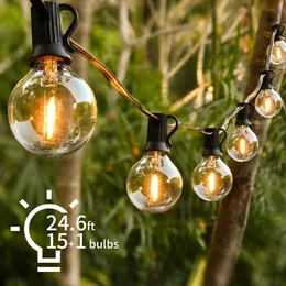 30m LED Fairy String Light Globe Party Garland G40 Patio Warm White Clear Vintage Bulb Kette für Hinterhof Dekoration 240514