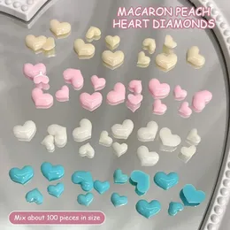 Dostawy imprezowe 100pcs DIY Nail Art Decor 3D Macaron Jelly Love Ćwiczenia sercowe manicure diament