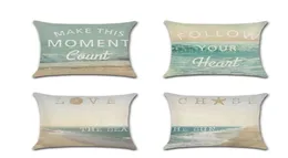 Cushiondecorative Pillow Beach Theme Series Linen Cushion Cover Decorativa Paisagem do mar Fronha de 4545cm Case3289537
