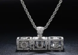 AZ 09 Custom Name Square Cube Hollow Letters Pendant Necklace Chain Gold Silver Cubic Zircon Men Women HipHop Jewelry4611156