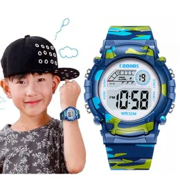 COOBOS Children Watch Navy Blue Camouflage Kids Watch Sport LED Digital Watch Waterproof Luminous Watches For Student Boys Girls 240514