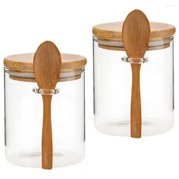 Bottiglie di stoccaggio Contenitori di cereali in vetro Tanister Pantry Pantry Jars Tea Cucina Food Bamboo Terrarium