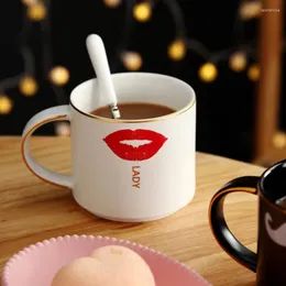 Mugs MUZITY Ceramic Coffee Mug Creative Design Couples Milk Love With Spoon And Gift Box For Valentine's Day