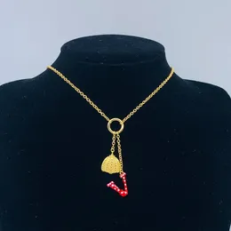 Emaille Letter Blessing Bag Anhänger Halsketten Langkette Anhänger Frauen Halskette mit Kasten gehobene Feiertagsgeschenke Designer Juwel