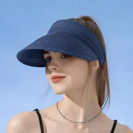 Cappello di paglia anti UV estiva per donne Cappello a coda di cavallo vuoto Cappello Vuoto Visogni Visogruppo Female Outdoor UV Protezione Sun Cappelli da spiaggia 240514