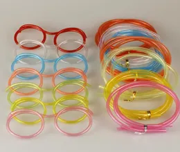 2pcs palha de vidro macio engraçado para crianças canudos reutilizáveis flexíveis tubo de consumo de plástico colorido para acessórios de barra de festa7076407