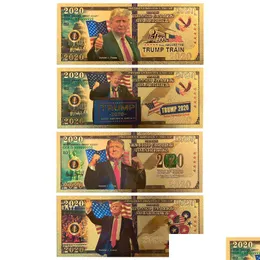 Dekoracja partyjna Trump 2024 Banknot 45. Prezydent American Gold Foil Dollar Bill Ustaw fałszywe pieniądze pamiątkowe monety upuszczają deliv otdsf