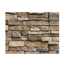 Window Stickers Living Room Decorative Film 3d Wall Stick 10 Meters Brick Stone Rustic Effect Self-adhesive Sticker Hom Home Decoration